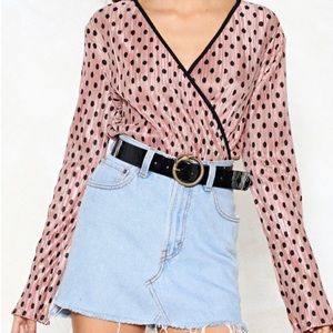 Nasty Gal Do What You Plissé Polka Dot Bodysuit